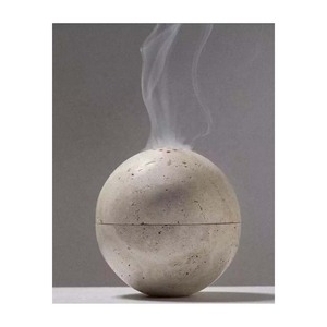 Support en forme de bol d'encens en pierre naturelle en travertin de luxe fait à la main pour la décoration de la maison - Product Image 1