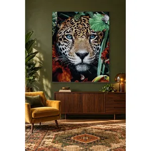 Impression sur toile Fida Tropical Leaves and Blue-Eyed Leopard - Product Image 5