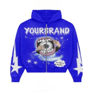 Ensemble de jogging personnalisé avec fermeture éclair surdimensionnée délavé à l'acide délavé au soleil ensemble de survêtement ensemble de sweat à capuche large - Product Image 4