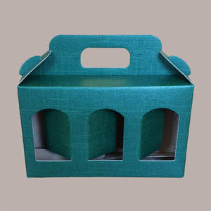 10pcs <b>Green</b> Silk Cardboard Box Case 190x60H120mm for 3 Jars of Sauces and Creams Party Favors - Product Image 1