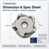 EMR5R 4T/6T Fraise à surfacer indexable à nez rond avec inserts RPMW1003 4 cannelures ODM et OEM personnalisables pour les opérations de fraisage