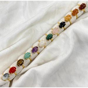 Three Multi Colour Stone Gold-Plated Handmade <b>Brass</b> Ring Natural Stone Fashion Jewelry Gift for Men Women Wholesale <b>Jewellery</b> - Product Image 1