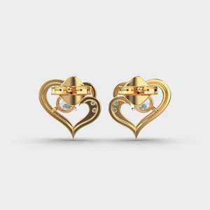 Factory Custom 9K <b>Rose</b> / Yellow / White <b>Gold</b> <b>Heart</b> Shape Diamond Stud <b>Earrings</b> Women Fine Jewelry Manufacturer - Product Image 4