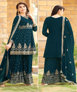 Vêtements de fête en filet de soie pour mariage, vêtements en lin brodé et en pierre pour femmes indiennes, nouvelle collection de vêtements complets de style Anarkali - Product Image 6