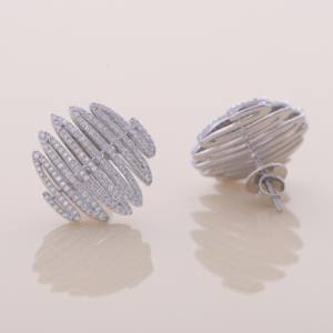 Boucles d'oreilles en diamant de laboratoire, argent sterling 925 massif, diamant rond pavé, bijoux statement - Product Image 3