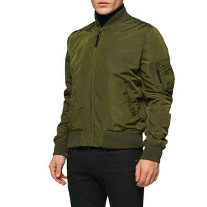 Chaqueta de bombardero transpirable de color sólido con cremallera completa para hombre, chaqueta de bombardero ligera de calidad superior para hombre - Product Image 1