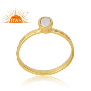 Última venta 925 Plata de Ley 18K chapado en oro Natural Arco Iris Luna piedra preciosa anillo Demi joyería fina para mujeres regalo para - Product Image 1