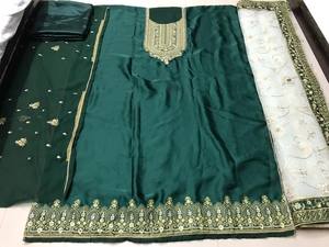 Nuevo diseño de calidad superior satén Georgette y trabajo de bordado y piedra Salwar Kameez de proveedor indio - Product Image 3