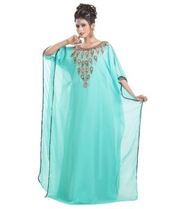 green georgette embroidered zari work islamic <b>kaftans</b> - Product Image 3