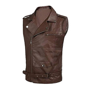 Gilet de moto en cuir 100 % pour homme, vêtement d'extérieur décontracté et tendance pour l'hiver, prix raisonnable, respirant, personnalisable - Product Image 2