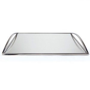 Plateau de service carré en acier inoxydable avec poignées, finition miroir, luxe, haute qualité, écologique, facile à nettoyer, lave-vaisselle, vaisselle de table - Product Image 1