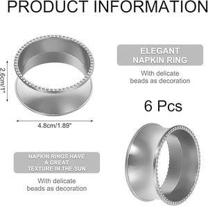 Delicate <b>Silver</b> Alloy Beads <b>Side</b> Metal Napkin Rings Elegant Bling Serviette Buckles Wedding Birthday Party Dining <b>Table</b> - Product Image 2