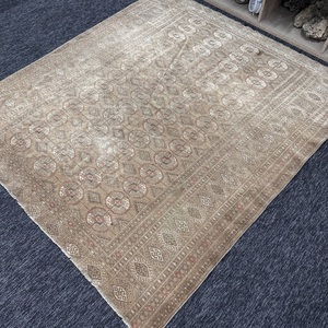 Turkish Area Rug 5.4x6.1 ft (165x185 cm), Kilim <b>Brown</b> Geometric Vintage Rug - Product Image 2