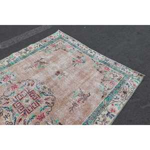 5.9x8.4 ft Rug, Vintage Turkish Rug, <b>Brown</b> Moroccan <b>Wool</b> Rug - Product Image 5