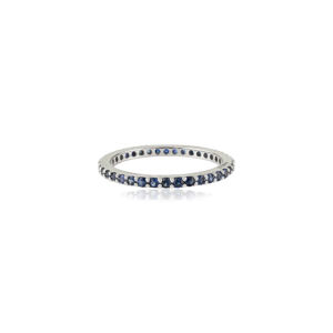 Anillo de Banda Apilable Minimalista con Zafiro Azul de Alta Calidad y Más Vendido, para Uso Diario, Oro Blanco K14, Joyería Personalizada - Product Image 1