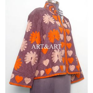 Veste matelassée en coton 100% luxueuse, brodée à la main, motif floral, détails complexes, élégance intemporelle, spécial hiver - Product Image 4