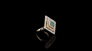 Bague de luxe en émeraude de laboratoire et diamant de laboratoire rond, bijoux pour mariage, occasions spéciales et événements religieux - Product Image 2