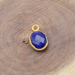 Charme en pierre précieuse saphir bleu 8x10mm, pierre ovale facettée, plaqué or, petit pendentif en grenat pour la fabrication de bijoux - Product Image 5