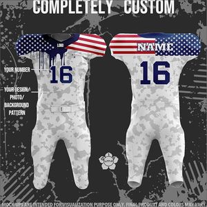 Uniforme de football américain patriotique unisexe pour adultes, 100% polyester, antibactérien, séchage rapide, respirant, grande taille, numérique - Product Image 4