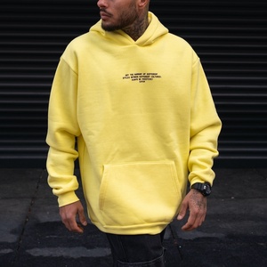 Sweat à capuche en coton imprimé bouffant jaune de haute qualité pull thermique Streetwear pour hommes sweats à capuche en polaire grande taille - Product Image 2