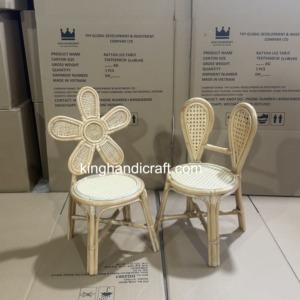 Chaise pour enfants en rotin naturel rustique faite à la main pour événements de location, mariages, fêtes d'anniversaire, décoration, vente en gros - Product Image 3