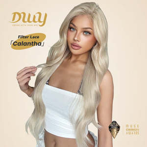 Calantha 28 Inch Wavy Blonde Glueless Synthetic Wig DWY New Design Filter Lace for Women Loose Wave Style - Product Image 1