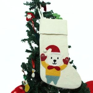 Traditional Felt Christmas Stocking Decoration Handmade 100% pure New Zealand <b>wool</b> Felt Christmas Stocking - Product Image 3