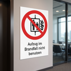 ASR A1.3/DIN EN ISO 7010 Prohibition Sign Foil <b>Wall</b> Sticker Do Not Use the Elevator in Case of Fire - Product Image 3