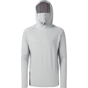 2025 사용자 정의 도매 스트레치 직물 남자의 낚시 후드 긴 소매 단색 UV 보호 낚시 후드 하이킹 셔츠 - Product Image 2