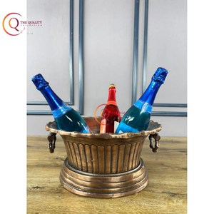 Wholesale Customized Logo Brass Made <b>Ice</b> Bucket Tub Metal Beer Wine Champ Buckets Round Cooler With 2 <b>Ring</b> Handles - Product Image 4
