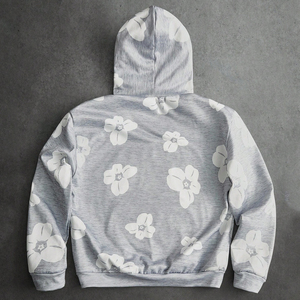 Sweat-shirt à capuche gris imprimé intégral, dernier style, sweat-shirt à capuche imprimé en relief, coton biologique et tissu recyclé, sweat-shirt pour hommes écologique - Product Image 3