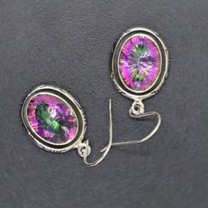 Handmade Boho Mystic Quartz Drop Earrings 925 Sterling Silver Gemstone Jewelry - Product Image 1