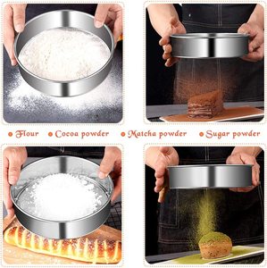 ตะแกรงร่อนแป้งตะแกรงตาข่ายสแตนเลสสำหรับอบขนมเค้กขนมพายขนมหวาน - Product Image 4