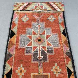 3.1x10.5 ft Rug, <b>Runner</b> Vintage Rug, <b>Red</b> Herki Persian Rug - Product Image 5