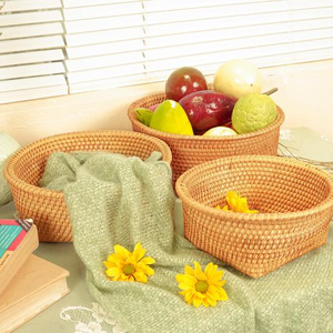 Alta demanda Vintage artesanía ratán tejido a mano cesta de almacenamiento contenedor búsqueda superior 2025 cestas de almacenamiento de cocina - Product Image 4