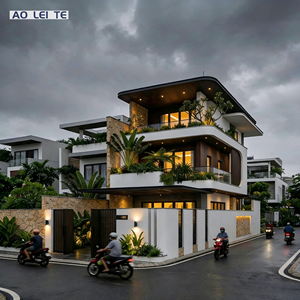 Villa moderne en acier léger galvanisé pour petite surface, orientée vers la <span class=keywords><strong>rue</strong></span>, résistante au vent et aux tremblements de terre, personnalisable - Product Image 1