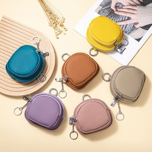 Ando Bag Monedero de cuero con doble cremallera, cartera con llavero, monedero pequeño de piel de vaca auténtica - Product Image 2