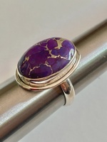 Bague artisanale en argent sterling 925 pour femme, avec turquoise cuivrée violette naturelle, idéale pour mariage, anniversaire ou soirée