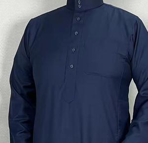 Jubba Thobe pour homme, bleu marine saoudien, couleur unie, bloc de couleur, Daffah Wear Al Harmain, décontracté islamique, bouton Daffah, long, traditionnel, musulman - Product Image 5