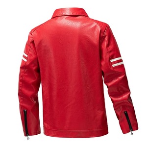 Veste en cuir à revers d'automne pour hommes, veste en cuir coupe-vent et imperméable, veste en cuir décontractée à la mode - Product Image 3