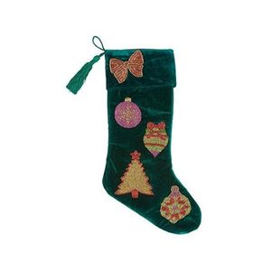 Bas de Noël perlé scintillant-Ornement fait main pour Noël - Product Image 1
