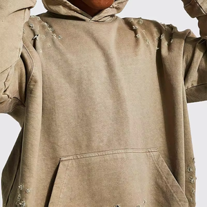 Sudadera con capucha extragrande personalizada para hombre, 100% de algodón, Terry francés, lavado con ácido, sudadera con capucha para hombre - Product Image 2