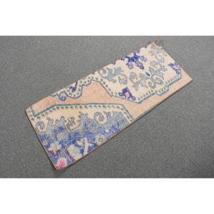 Alfombra de 1.6x4.1 pies, Alfombra Turca Vintage, Alfombra con Estampado Animal Azul Marrón - Product Image 4