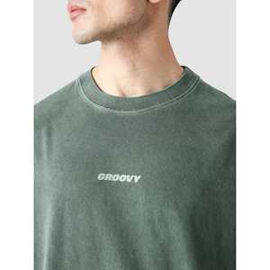 เสื้อยืดโอเวอร์ไซส์แฟชั่นผ้าเจอร์ซีย์สีเขียวมรกต 100% ผ้าฝ้ายออร์แกนิค น้ำหนัก 220 กรัม พิมพ์ลาย - Product Image 4