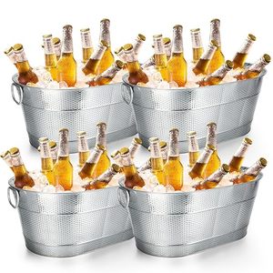 Recién llegado, bañera galvanizada para bebidas, Enfriador de bebidas de acero inoxidable y cubo de hielo para vino para fiestas y uso comercial de alimentos - Product Image 3