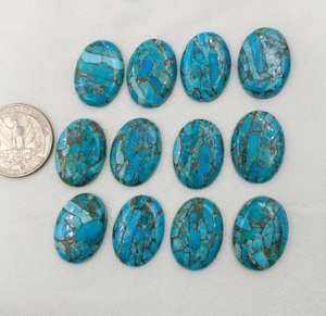 ทองแดงสีฟ้าธรรมชาติเทอร์ควอยซ์รูปไข่ปรับเทียบ Cabochon พลอยหลวมสําหรับเครื่องประดับ DIY แหวนจี้ทําอัญมณีจํานวนมาก - Product Image 2