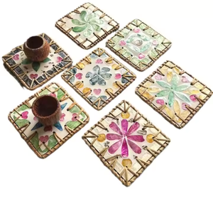 Ensemble de sous-verres en laque de rotin fait à la main Meilleure vente Style de fleur en osier pour hôtels et restaurants Fabriqué au Vietnam - Product Image 4