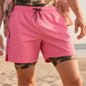 กางเกงขาสั้นออกกำลังกายแบบ2 in 1ของผู้ชายกางเกงขาสั้นออกกำลังกายแบบตะเข็บขนาด7นิ้วสำหรับใส่ไปยิมเล่นกีฬาเพาะกายวิ่งชายหาดจัดส่งจากโรงงานขายส่ง - Product Image 3