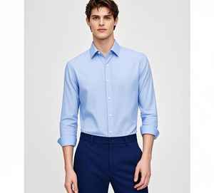 Chemises formelles pour hommes décontracté hommes plaine blanc à manches longues manteau vérifier mince travail en gros hommes chemises habillées - Product Image 1