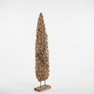 Handcrafted <b>wooden</b> cekrek lumintu stand sculpture <b>rustic</b> teak carved spear statue <b>wooden</b> base table accent decor setup unit item - Product Image 1